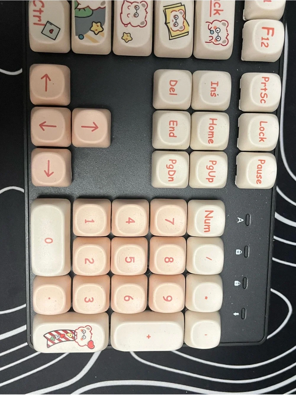Cute Koala Pastel Pink Mechanical Keyboard with Character Keycaps